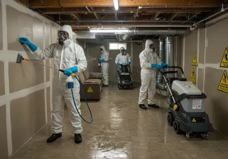 Basement Moisture Removal and Structural Drying process in Lena, IL